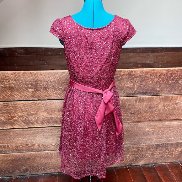 Suzy Chin Sequined Maroon Skater Party Dress - Picture 11 of 11